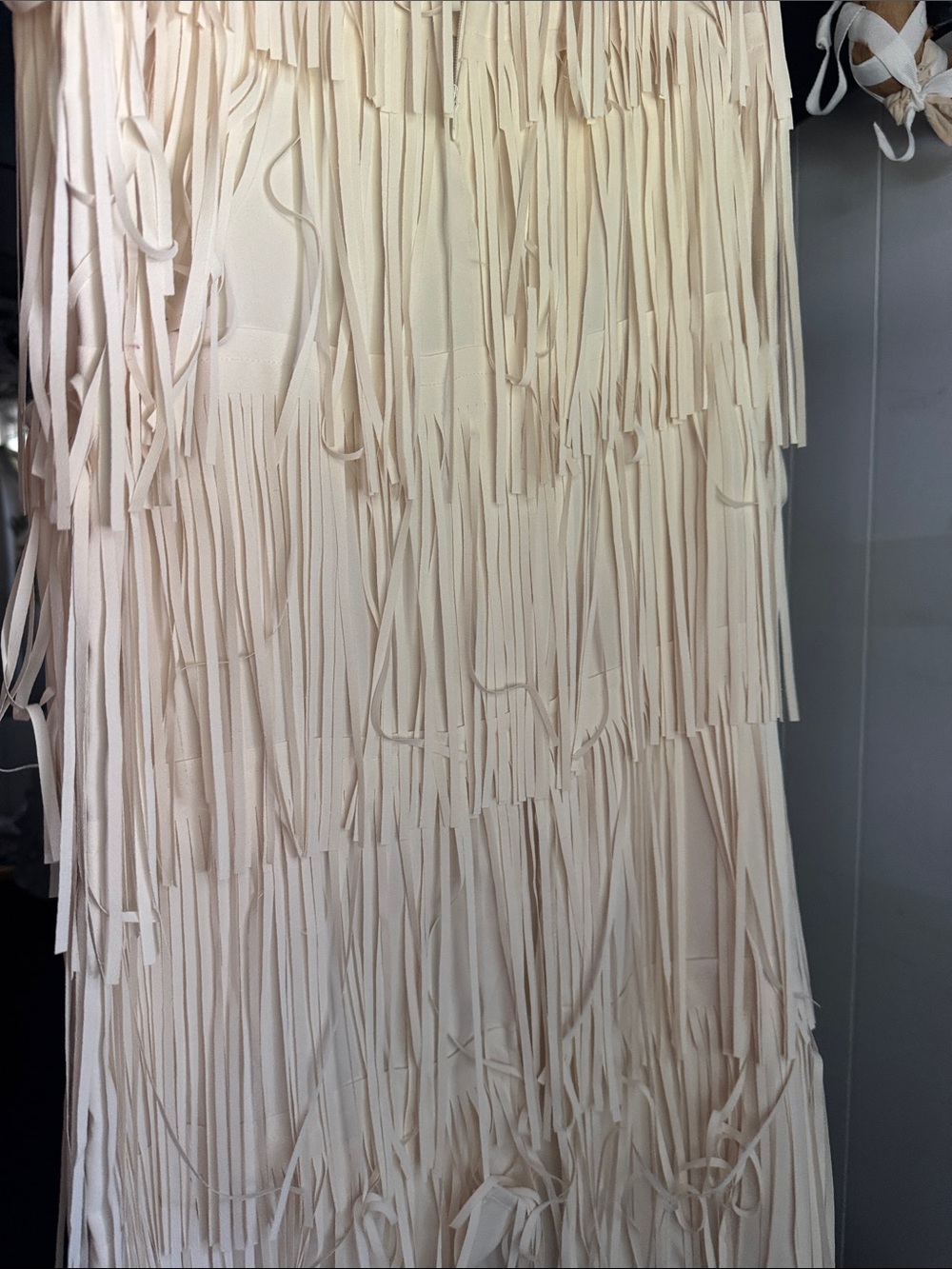Fringed Tiered Cream Skirt